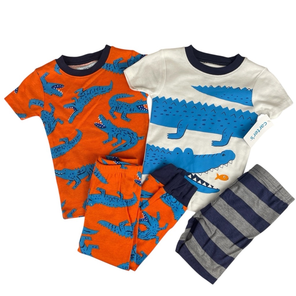 Carter's Kids 4 Piece Alligator Pajama Set Short Sleeve, Pants, Shorts Size 2T